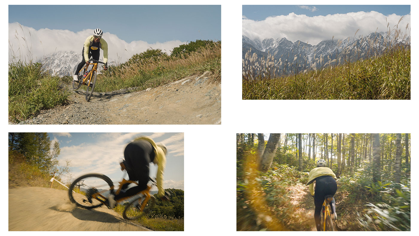 Collage of Andrew Jackson riding bike trails in Japan